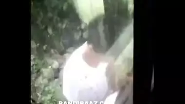 Youthful college couple have a fun a outdoor fuck behind his hostel