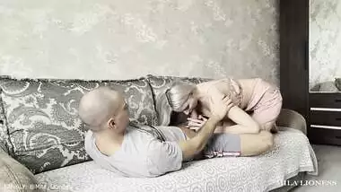 Brother doesn't wake up in the morning? Stepsister will help with the best blowjob and hot sex????????