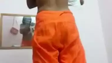 Teen Desi girl gets naked in front of camera trying to wear XXX skirt