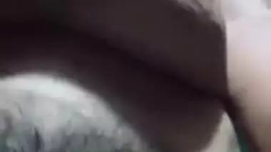 Desi girl takes saggy boobs out and films her swollen hairy clitoris