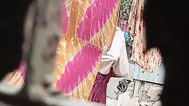 Mature neighbor MILF mom outdoor bath and wearing dress