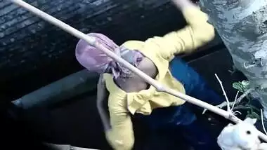 XXX Spy cam video of my old BBW desi mother-in-law taking shower