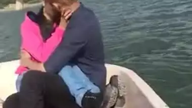 Young Desi couple tenderly makes out during outdoor trip on XXX boat