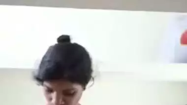 Busty amateur chick XXX caresses her big Desi tits for hot video