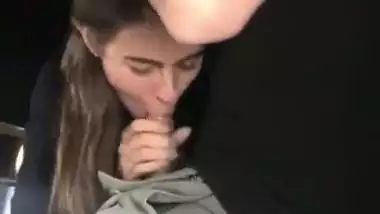 Voyeur Couple Recording BJ and Swallowing Outside in a Walking Path