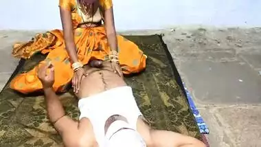 Sex with a Telugu wife in the middle of the night in a dark yellow sari