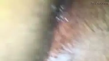 Hairy wife in black bra & tight asshole enjoying doggy style with husband friend
