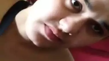 Cute Punjabi cousin sister sucking dick with boobs show