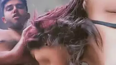 Red head girl blowjob with sharp boobs showing