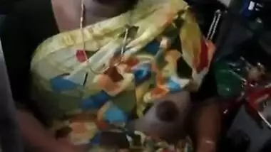 There are no customers and the Desi aunty flashes nipple in XXX video