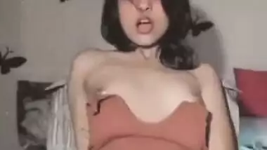 Extremely Sexy Girl Removing Bra Fingering her Pussy & Riding on Dick Moaning Part 1