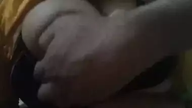 Desi wife big boobs pressing and showing by hubby in different bra 1