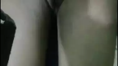 Aroused man lifts wife's dress up to touch her cute Desi XXX pussy