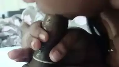 Chubby girl tasting dick with flavoured condom