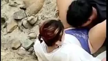 A young guy sniffs panties and licks her Desi girlfriend pussy outdoor and caught on cam