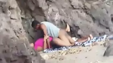 Indian blue film of a young couple enjoying outdoor sex on the beach