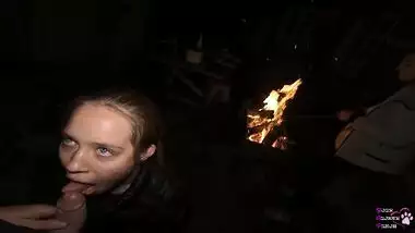 FFM Threesome Sucking on the Backyard - Outdoor Double Blowjob - Oral Creampie