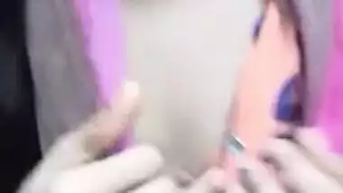 Adorable Desi cutie flashes curious friend her XXX tits in public