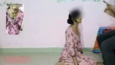 The owner licked the pussy of the worker fiercely while the wife was sleeping in the room. With clear hindi voice