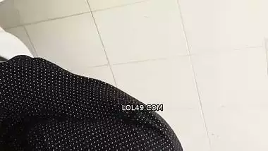 Young wife doggy sex in restroom with manager