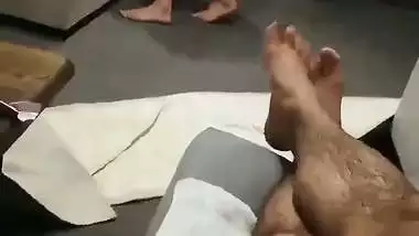 Cuckold sees his desi nude wife getting fucked by a servant