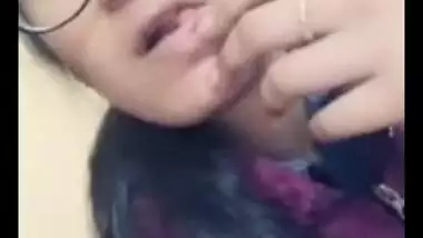 Indian shows fans how horny she is sucking finger and exposing ass