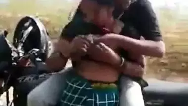 Teen caught having outdoor fun with lover near motorcycle in Desi mms clip