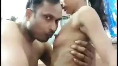 Skinny wife rides on her lover and records their desi xxx