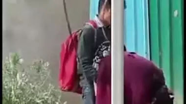 Indian school girl give head outdoor before school and caught on XXX cam