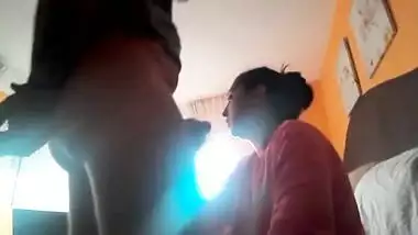 Chubby aunty shy to expose her face while sucking her hubby’s dick