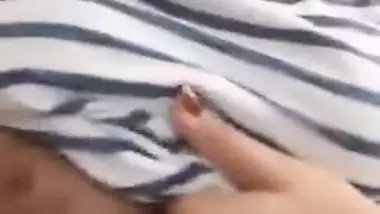 Attractive girl shows big boobs and pussy to boyfriend