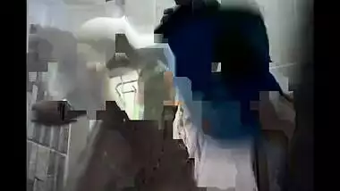 Young girl Naked Big Boobs and Hairy Pussy captured by spycam while bathing