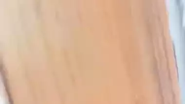 Young maid nude bath and drying her body with towel