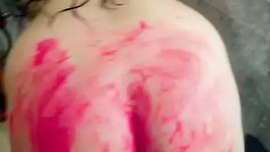 Chubby stepdaughter holi celebration and fucking
