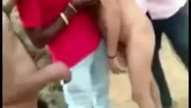 Naked village teen caught outdoor together with lover in Desi mms clip