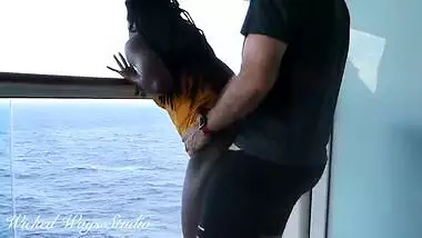 Ebony Babe Gets Her Ass Pumped Full of Cum on a Cruise Ship Balcony (Full)