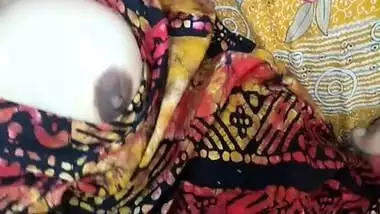 Desi female pulls right chest out to let porn partner touch it