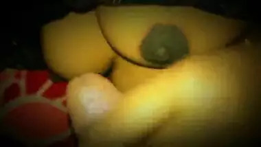 Desi bhabhi Shweta with dark black nipples and hairy pussy fucked closeup creampie