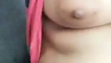 Desi wife boobs press in car