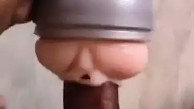 Indian Desi Guy with Big black dick Fucking Sex toy Flashlight very hard