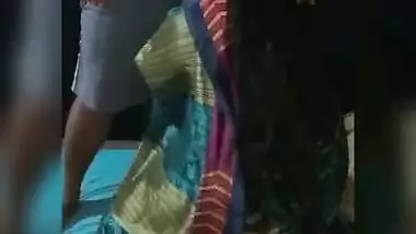 Tamilnadu aunty lifting her saree and press her brother in law head to taste