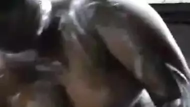 Wife with XXX Desi tits pours water over her naked body in front of cam