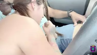 Thick Babe took her Panties off to get a Ride and Ended up Sucking and Fucking on the Road