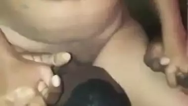 African negro man eating desi curvy wife’s pussy while husband recording