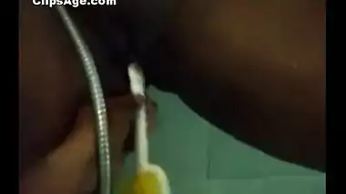 Desi Indian guy making his wife Velamma masturbate using toilet brush dirty video
