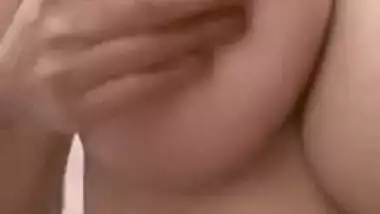 Anusha Pressing Her Huge Boobs in Washroom & Recording for B