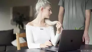 I got creampied in my tight young pussy during a zoom class - Eva Elfie