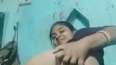 A horny desi lady shows her boobs and holes in an Indian bf