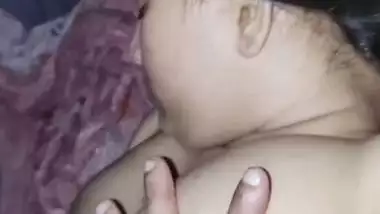 Sleeping wife nude boob press by Bengali husband