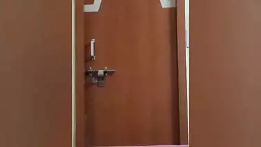 Mom naked in bathroom comes out to take bucket